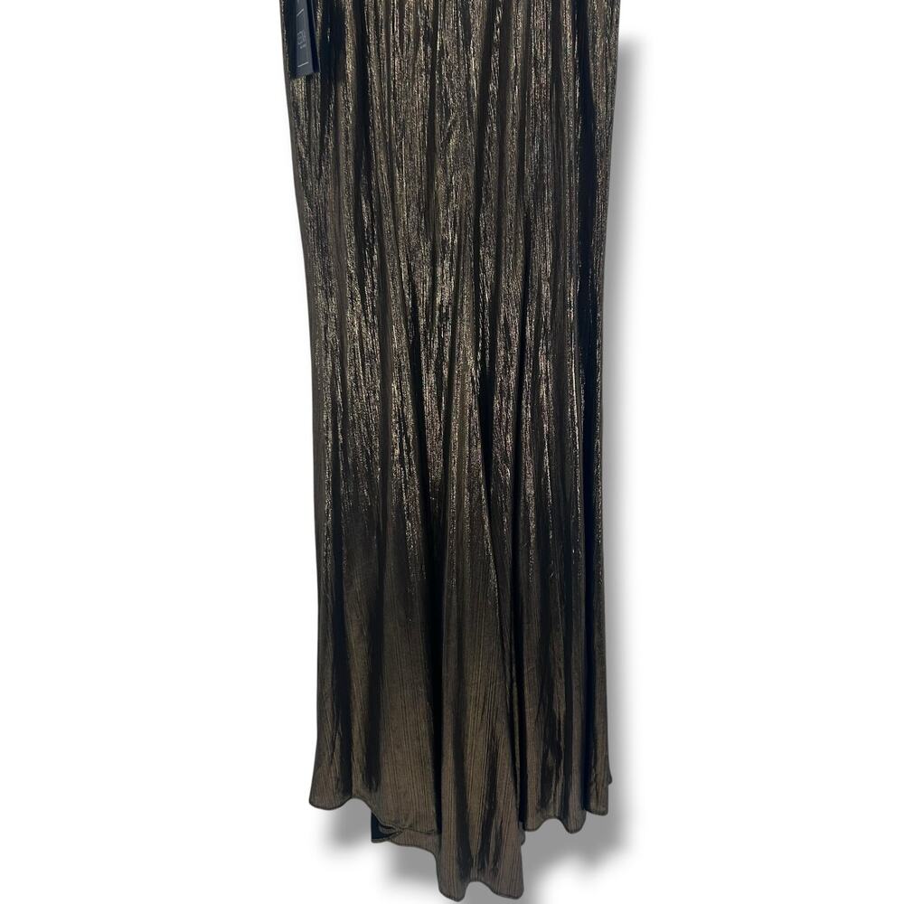 NWT Ieena Mac Duggal 26408 Bronze Metallic Faux Wrap Maxi Gown Dress Size 6 - Picture 10 of 11